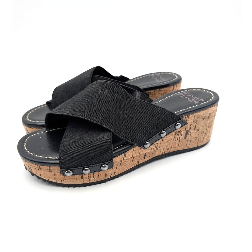 Donald Pliner Summer Platform Wedge Sandals Women's Black Size US7M EU37.5
